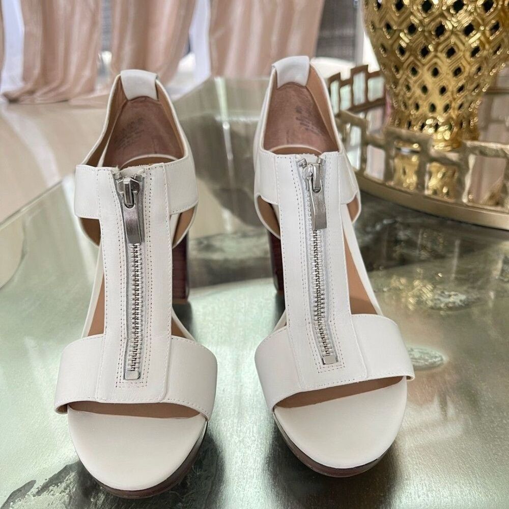 Franco Sarto white leather mydrid top zip heel size 6 - Picture 8 of 10